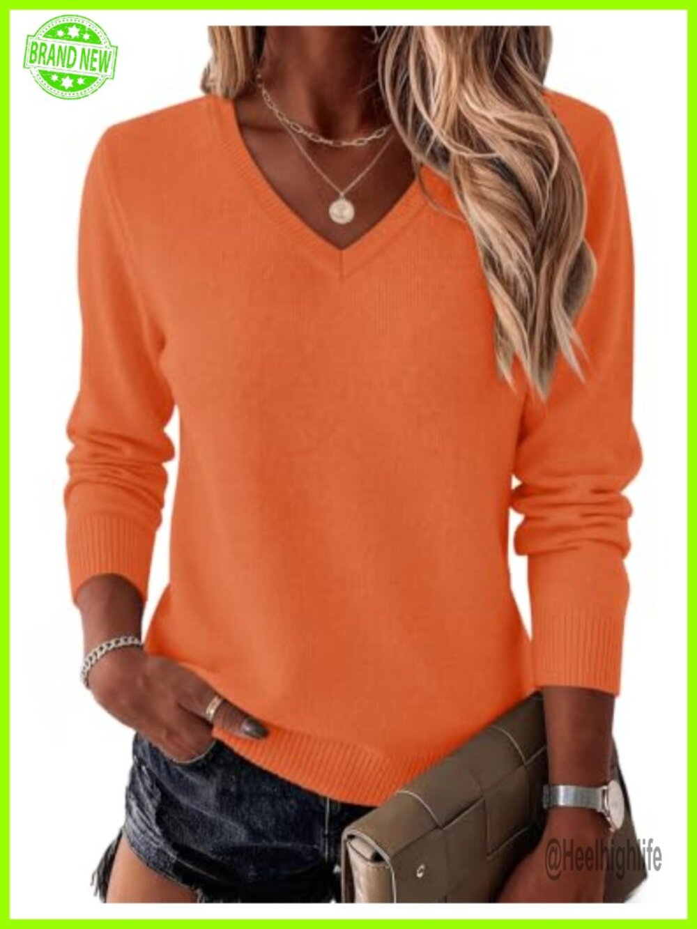 Womens Wool Blend V Neck Pullover Sweater Long Sleeve Knit Fall Top